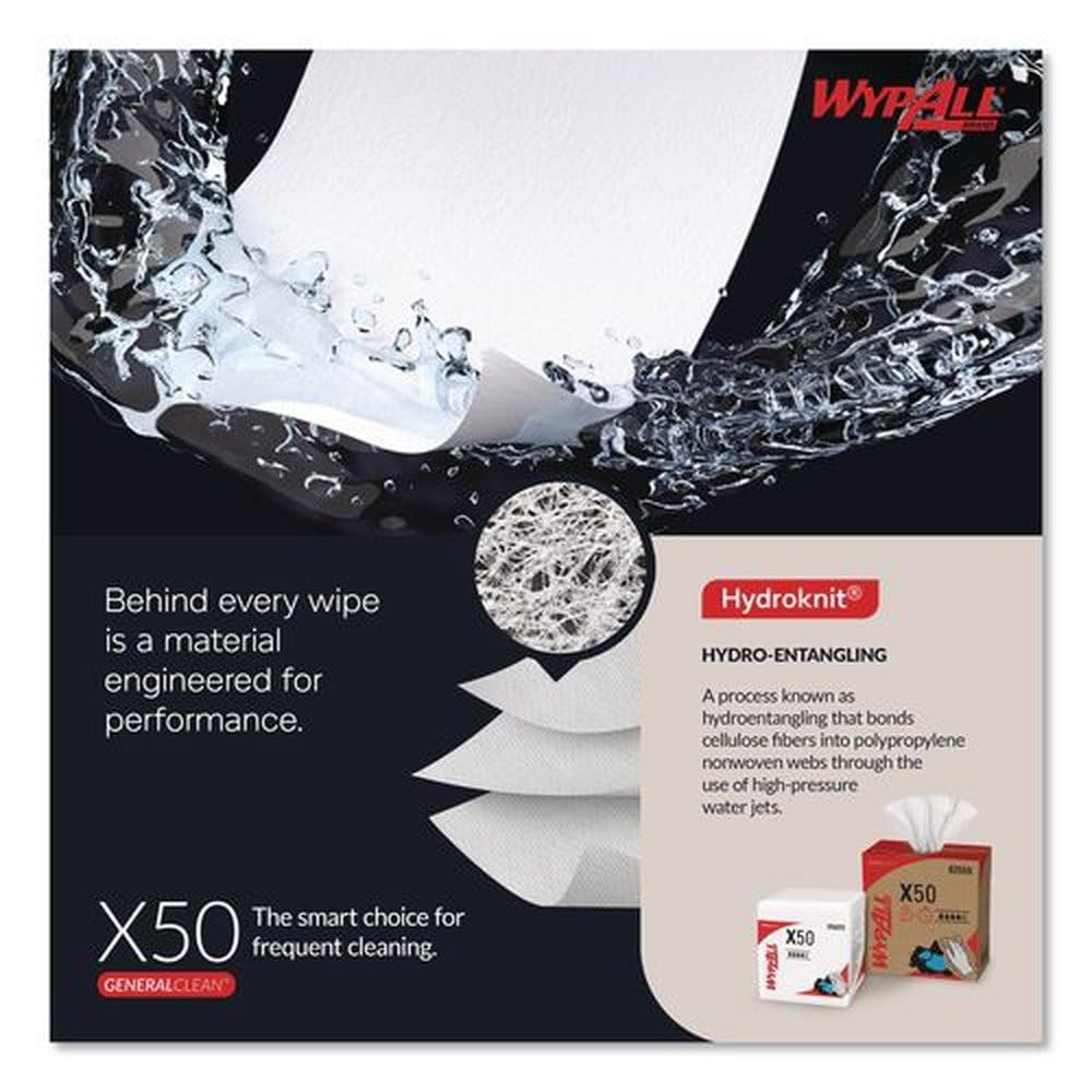 Pop-Up Box X50 White Extended Use Disposable Cloth - 176 sheets per box - 10 boxes per case. by Wypall – 1 Count (Pack of 1), Paper, White, Model KCC83550