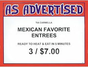 Ready Flow White Laser Sign Paper with Red Border "As Advertised" - 5 1/2"L x 3 1/2"H, 100 per Pack