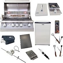 32-Inch Liquid Propane Grill with Lion Single Side Burner and Eco Friendly Lion Refrigerator with 5 in 1 BBQ Tool Set Best of Backyard Gourmet Package Deal by Lion Premium Grills