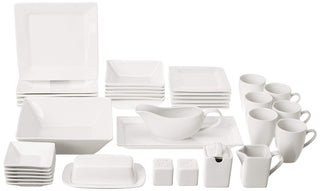 Nova Square 40 pc Dinnerware Set by 10 Strawberry Street – 40 PC, Stoneware, Cream White, Model NOVA-40SQ-BB