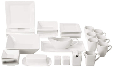 Nova Square 40 pc Dinnerware Set by 10 Strawberry Street – 40 PC, Stoneware, Cream White, Model NOVA-40SQ-BB