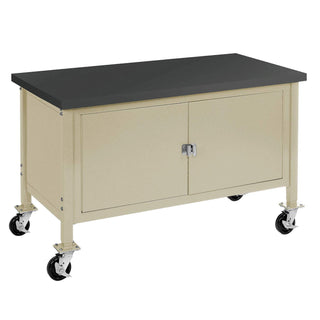 Mobile Workbench with Security Cabinet by Global Industrial – 30"L x 72"W x 36"H, Steel, Tan, Model 249224TN