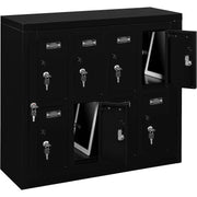 2-Tier 8 Door Tablet Cell Phone Locker Keyed Lock & Hasp by Global Industrial – 28-1/2"W x 11-1/4"D x 26-3/4"H, Alloy Steel, Black, Model 493330BK