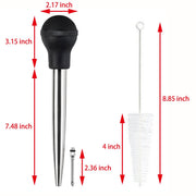 Home Servz Turkey Baster and Poultry Fork Set, Stainless Steel, Black and Silver