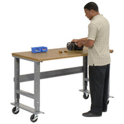 Mobile Adjustable Height Workbench C-Channel Leg by Global Industrial – 36"L x 60"W x 4.5"H, Steel, Gray, Model 183163A