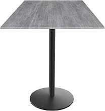 Holland Bar Stool Co. 42" Tall OD214 Indoor/Outdoor All-Season Black Wrinkle Table with 36" x 36" Square Greystone EuroSlim Top
