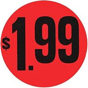 Price Labels $1.99 Labels Red with Black Imprint - 1 1/2 Dia 1000 Per Roll