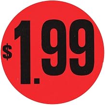 Price Labels $1.99 Labels Red with Black Imprint - 1 1/2 Dia 1000 Per Roll