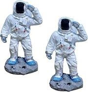 WOONEKY 2pcs Resin Astronaut Figurine Desktop Decor White Tabletop Ornament | Creative Spaceman Sculpture, Detailed Workmanship, Resin Build, Suitable for Desk or Table Display