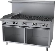 Garland G60-8G12SS G Starfire Pro Series Gas Restaurant Range 60"W with (8) 33,000 BTU Open Burners, 12" Griddle & (2) Storage Bases
