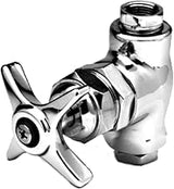 T&S Brass 0RK3 Shut-Off Control Valve, Exposed Body, 3/8" NPT Inlet and Outlet, 4-Arm Handle, Blue Index