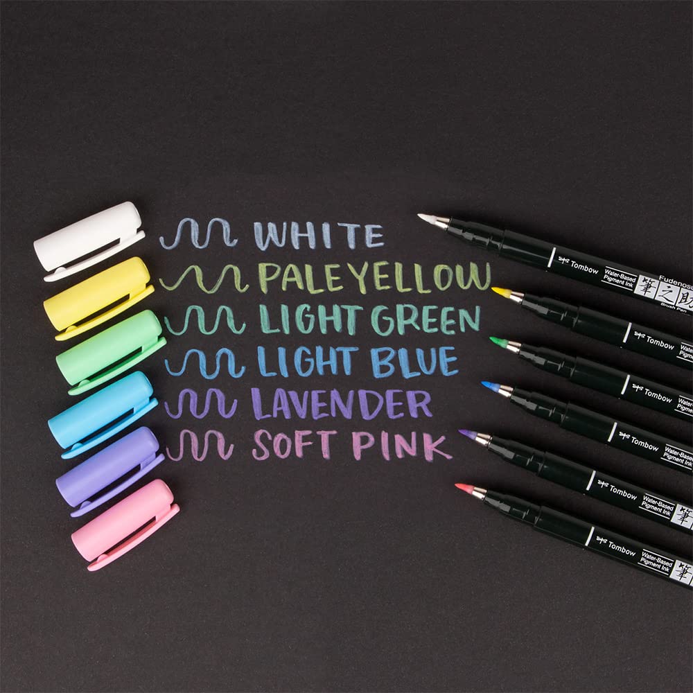 Brush Pen Fudenosuke pastel for black paper by Tombow – 1 Count (Pack of 1), paper, White, Model 4901991820737