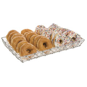 Pastry Basket Rectangular Tapered Silver Metal - 18"L x 11 3/4"W x 2"H by HUBERT – Alloy Steel, Silver, Model 41512