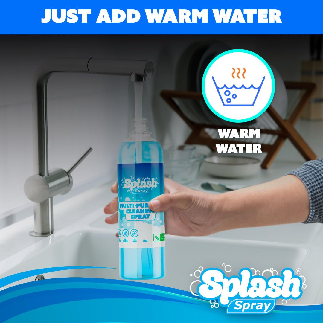 Splash Spray Multi-Purpose Cleaning Tablets - 5x Cleaning Tablets and Bottle Spray - Mix with Warm Water by Generic – 1 Count (Pack of 1), Model SPLASHSPRAYv2x1