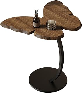 C Shaped End Table, Butterfly-Shaped Side Table, Mesa Auxiliar, Sofa End Desk, Snack Desk, for Living Rooms, Bedrooms, Offices