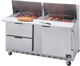 Beverage Air SPED60-24M-2 60" Refrigerated Mega Top Sandwich Prep Table