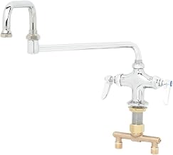 T&S Brass B-0250 Double Pantry Faucet, Single Hole Base, 4-Inch Spreader, 18-Inch Double-Joint Swing Nozzle