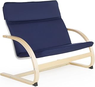 Guidecraft Kiddie Rocker, Blue Cushioned Classroom Couch for Children with Wooden Frame, Seating for up to 140 Pounds