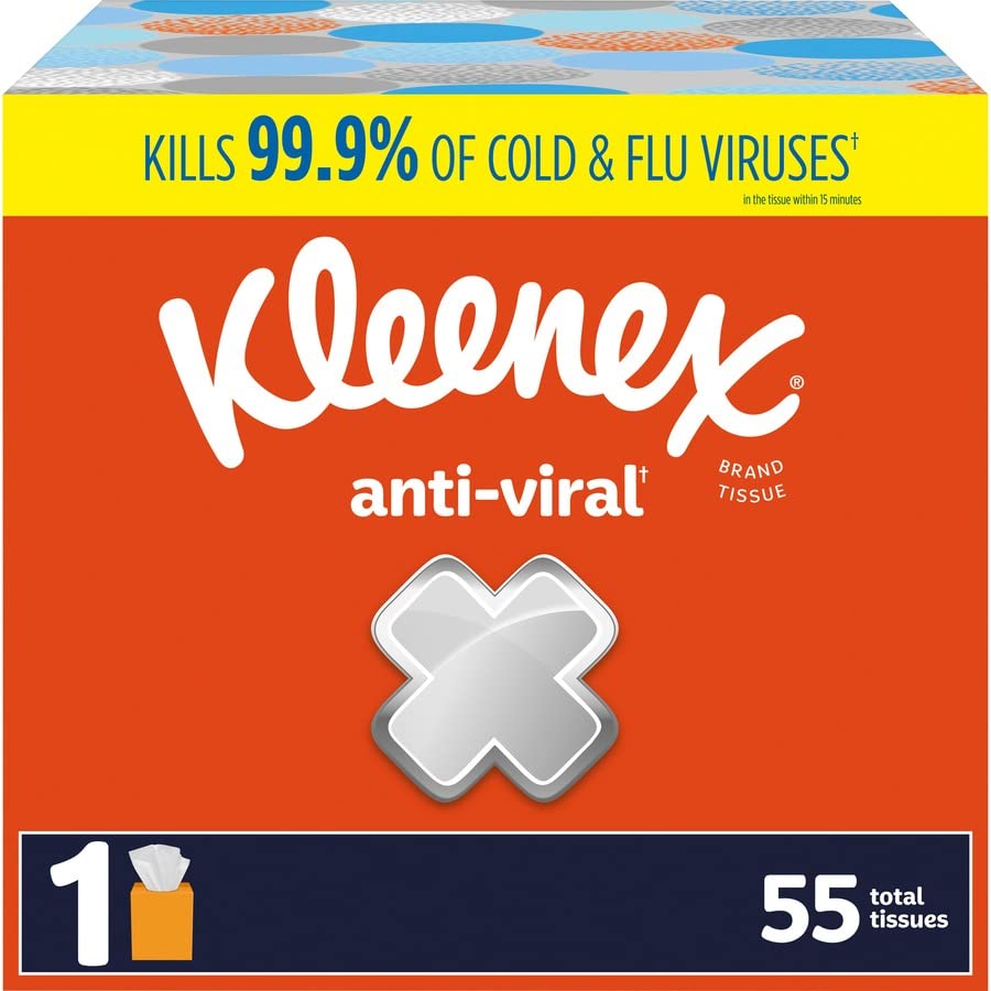 Anti-viral Facial Tissue by Kleenex – 1 Count (Pack of 27), Paper, Blue, Pack of 27, Model 54505CT