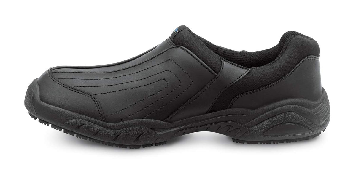 Womens Black Charlotte MaxTrax Soft Toe SRO Slip-On Athletic 7.0 M by SR Max – 7, Leather, Black, Model SRM140