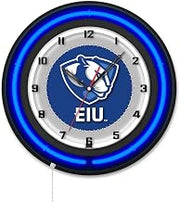 Holland Bar Stool Clk19BKEastIL NCAA 19 in. Dia. Eastern Illinois University Double Neon Wall Clock Black