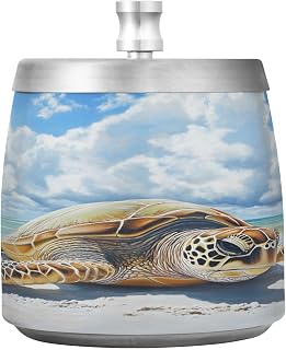 Sea Turtle Beach Cloud Splash Ashtray with Lid, Outdoor Ashtrays for Patio