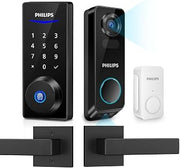 PHILIPS Built-in WiFi Smart Lock + 2 Levels Bundle with Security Video Doorbell Camera