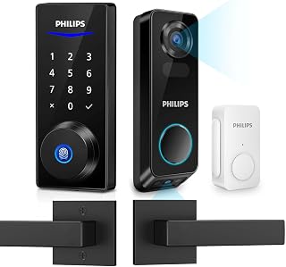 PHILIPS Built-in WiFi Smart Lock + 2 Levels Bundle with Security Video Doorbell Camera