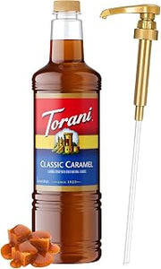 Torani Classic Caramel Syrup 1L with Pump – Lattes, Desserts & More