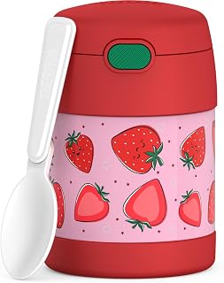 THERMOS FUNTAINER Kids Food Jar with Spoon, 10oz, Strawberry Smiles
