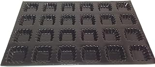 Sasa Demarle Flexipan - Fluted Square Tartlet Mold (Full Size, 24 Cavities, Black)