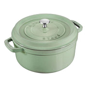 Cast Iron Round Cocotte 28 cm Sage by STAUB – 28 centimeters, 6.7 liters, Cast Iron, Sage, Model 405087070