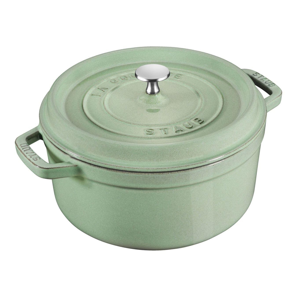 Cast Iron Round Cocotte 28 cm Sage by STAUB – 28 centimeters, 6.7 liters, Cast Iron, Sage, Model 405087070