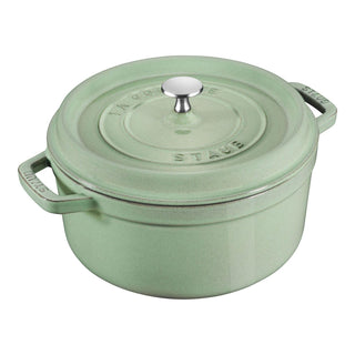 Cast Iron Round Cocotte 28 cm Sage by STAUB – 28 centimeters, 6.7 liters, Cast Iron, Sage, Model 405087070