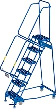 Global Industrial 6 Step Narrow Steel Rolling Ladder, 16" W Perforated Step