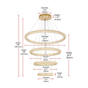 Bowen LED Chandelier Satin Gold by Lighting Design – Iron and Crystal, Satin Gold, Model 3800G41SG