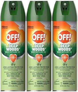 OFF! Deep Woods Insect Repellent Aerosol, Dry, Non-Greasy Formula, Bug Spray with Long Lasting Protection from Mosquitoes 6 Ounce (Pack of 3)