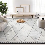 Abani Viva Cream & Grey Area Rug 2' x 3' for Living Room, Bedroom - Farmhouse Diamond Pattern - Durable & Easy to Clean
