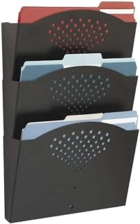 Safco Steel Three Pocket Letter Size Flush Mount Wall Rack 3172BL, Black Powder Coat Finish, Durable Commercial-Steel Construction