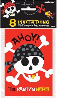 Unique Party Pirate Fun Party Invitations | 5.5” x 4” | 8 Pcs