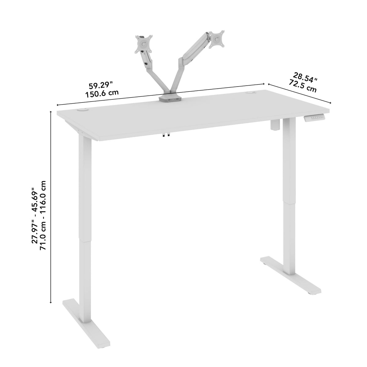 Bestar Bark Grey / 60W x 30D / Modern Monitor Stands