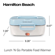 Portable Electric Lunch Box Food Warmer for Office & Car with 12V Adapter by Hamilton Beach – Stainless Steel 3 Compartment Tray, (Pack of 2), 30.0 ounces, Stainless Steel, Blue