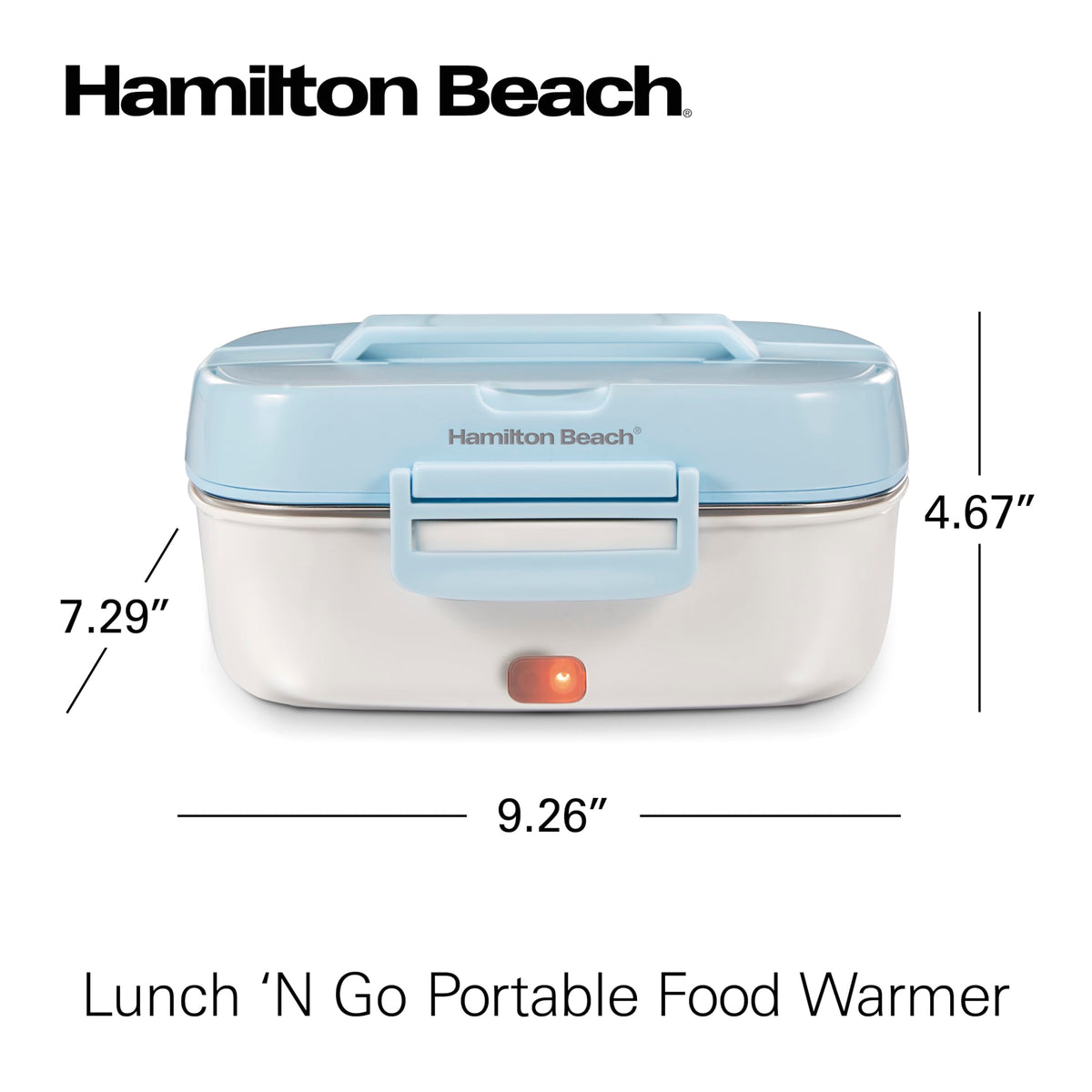 Portable Electric Lunch Box Food Warmer for Office & Car with 12V Adapter by Hamilton Beach – Stainless Steel 3 Compartment Tray, (Pack of 2), 30.0 ounces, Stainless Steel, Blue