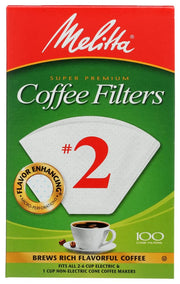 6 cups White Cone Coffee Filter 100 pk (pack of 2) by Melitta – 1 Box, White, Pack of 2, Model 622712