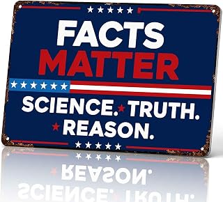 Facts Matter Science Truth Reason Vintage Metal Signs 8x12 Inch | Great gift for rational thought lovers, perfect for living rooms and studies, brings character and vintage charm to any space