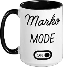 Marko Mode On Name Ceramic Mug, Black/White, 15oz