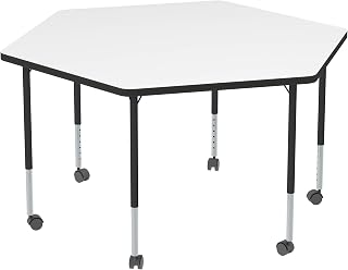 Learniture Structure Series Mobile Hex Collaborative Adjustable Height Table
