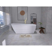 72" Soaking Single Slipper Bathtub in Glossy White/Gold by Elegant Kitchen and Bath – Acrylic, White, Model BT21272GW-BGD