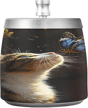 Cat Butterfly Splash Ashtray with Lid, Outdoor Ashtrays for Patio