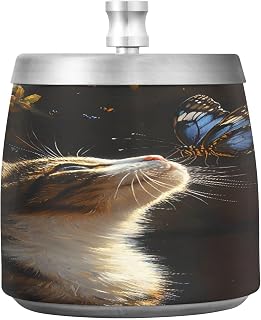 Cat Butterfly Splash Ashtray with Lid, Outdoor Ashtrays for Patio